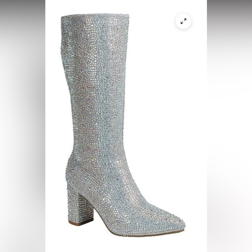 RHINESTONE BLOCK HEEL KNEE HIGH BOOTS ICEBERG-22